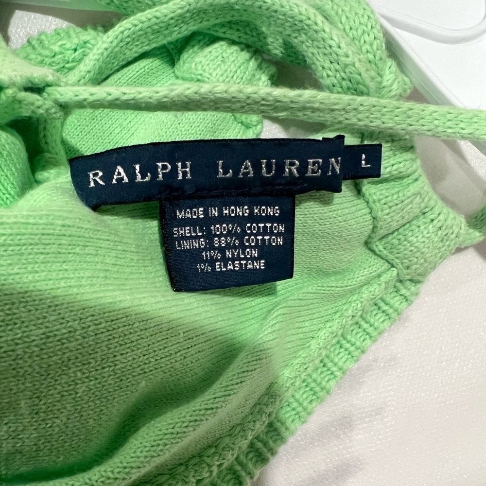 Ralph Lauren Light Green Cable Knit Halter Top Size L EUC RARE Y2K Beauty Preppy - Picture 2 of 2
